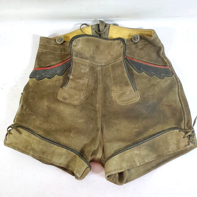 Lederhosen Leather Octoberfest German Men’s Brown Green Red No Size or Suspender
