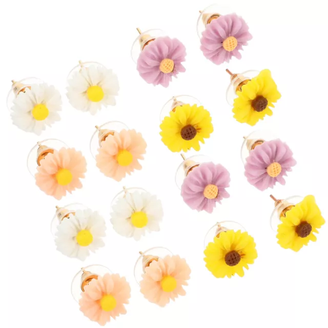 8 Pairs Small Ear Studs Sunflower Earrings Jewelry Miss Flowers Daisy