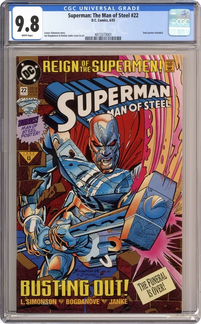 Superman The Man of Steel #22N Bogdanove Not Die Cut CGC 9.8 1993 4073373001