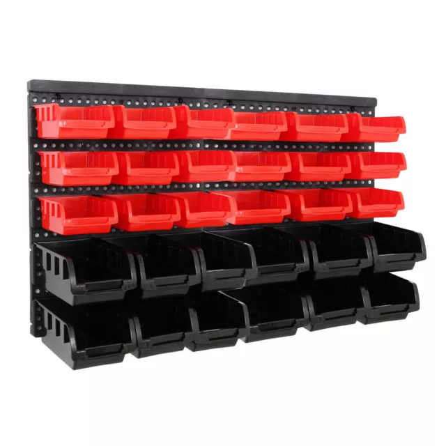 32tlg Cajas de Pila Estante Pared Set Taller Cojinete para Tornillos Top Multi