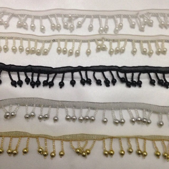Pearl Beaded Fringe Trim Sewing Bridal Wedding Costume Crafts Corsetry 3cmX1Yard
