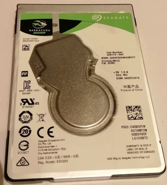 Seagate barracuda 2 TB hdd interno 2,5" sata 5400RPM 128 MB ST2000LM015