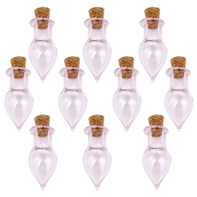 10 Pcs Meubles De Maison Miniature Bouteilles Liège En Verre Rose Miniatures