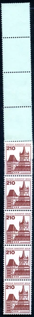 Berlin B/Schlösser Alte Floureszenz 210 Pf Rollenende helltürkis, MiNr 589