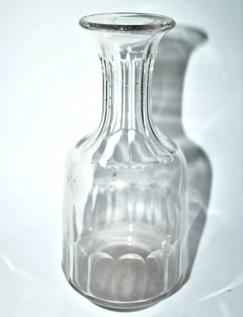 Carafe ancienne de bistrot - Bouteille à eau en verre taillé 24cm large goulot
