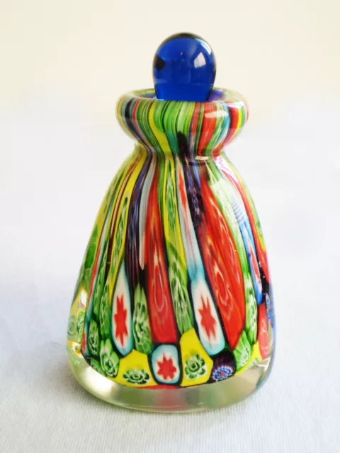 Vintage Venetian Murano Art Glass MILLEFIORI Triangular PERFUME BOTTLE w Dauber