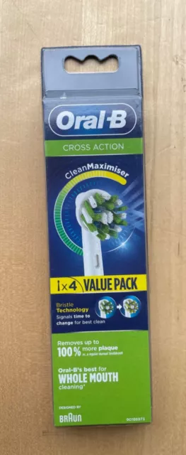 Nuevos cabezales de cepillo de dientes eléctricos de acción cruzada negros genuinos Oral-B - Paquete de 4 cabezales