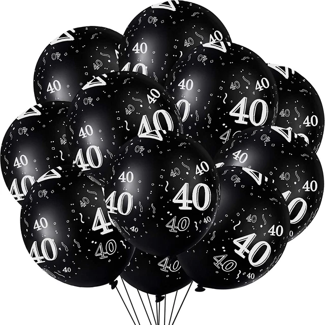36 Piezas 40Th 50Th 60Th 70Th Cumpleaños Fiesta Globos Látex Negro Número Impreso