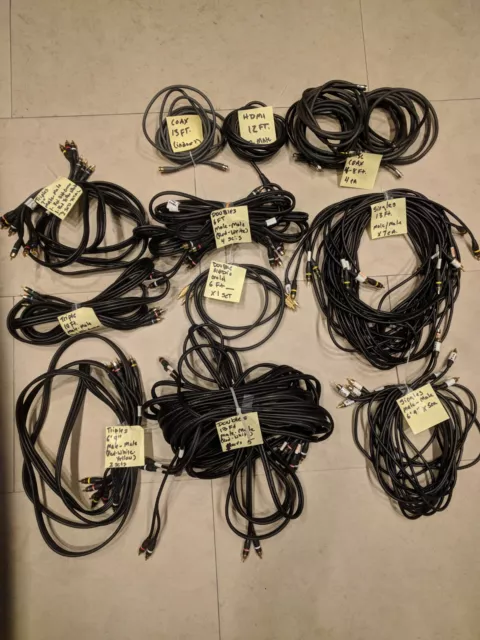 Cables Set Bundle For Home Theater, Tv, Audio, Stereo Surround, Cd, Speakers, Av