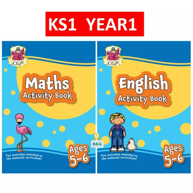 KS1 Year 1 Maths English Activity Books Home Learning with Answer Ages 5-6 Cgp
