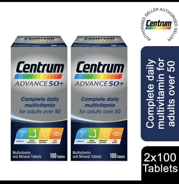 Centrum Advance 50+ Multivitamin & Mineral Tablets 100 tablets x 2 Pack