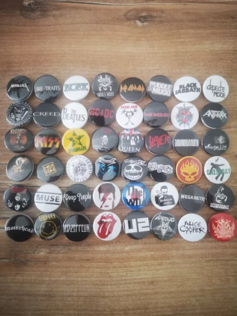 Pack Lot Badge Pin Button Symbole Hard Rock Grunge Heavy Death Metal  *48