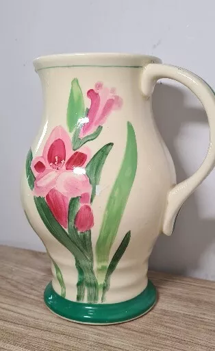 Vintage Royal Doulton hand-painted jug  tulips 1930s - 19cm 2