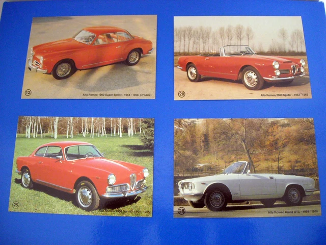 N.4 Cartoline AutoStyle 93 Alfa Romeo 1900 2600 Spider 1300 Sprint Giulia GTC