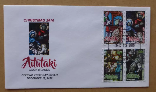 2017 Cook Islands Aitutaki Christmas 4 Stamps Fdc