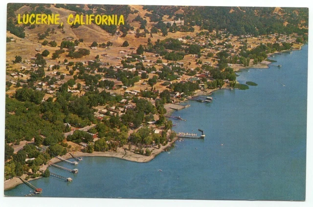 Lucerne CA Aerial View Vintage Postcard California