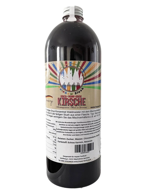 (6,95 Eur / L) Rainbow Slush Syrup Azo Free Taste Cherry 33.8oz Bottle