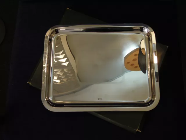Plateau de service rectangulaire CHRISTOFLE silver plated tray guillochage boîte