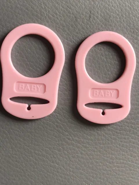 2 X MAM Baby Style Dummy Adaptors Ring Clip Pacifier Soother Two Pack Baby Pink