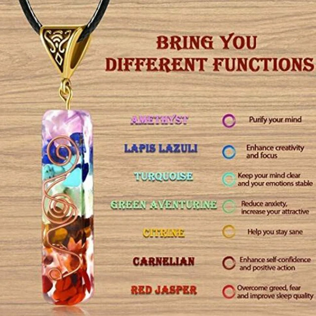 Amulet 7 Chakra Natural Stone Pendant Necklace Yoga Reiki Healing Charm Jewelry.