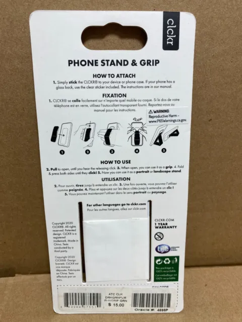 Clckr Stand & Grip Strap Phone Holder Kickstand Green Palm for iPhone/Galaxy 3