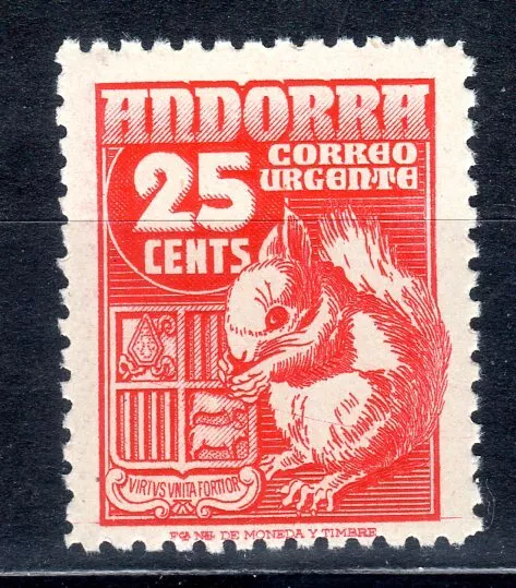 andorra spagnola 1949 espresso n. 2 gomma integra