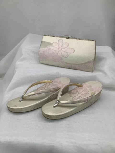 Japanese Kimono sandal Geta Geisha ZORI BAG  Woman embroidery 9.2inch Freesize