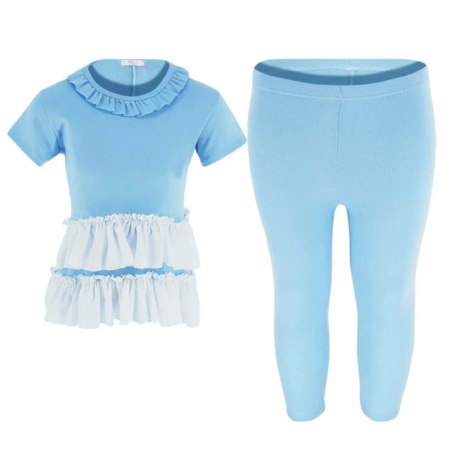 Girls Kids Lounge Set Peplum Back Ruffle 2 Piece Lounge Wear Set UK 2 - 12 Years