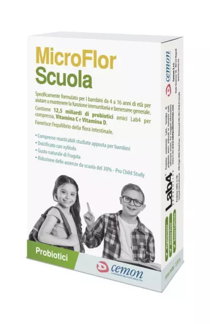 CEMON - MICROFLOR Scuola 30 cp masticabili  Integratore Alimentare di Probiotici