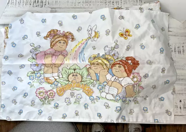 Vtg Cabbage Patch Kids Twin Bed Fitted Flat Sheet Set and Pillowcase 1983