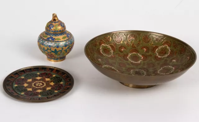 Cloisonne Emaille, Email-Döschen, Schale und Teller, Vintage, selten