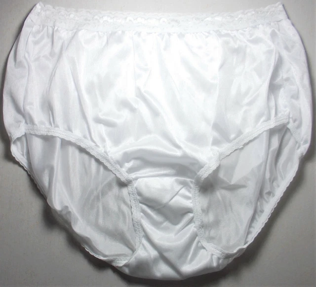 VINTAGE PANTIES HANES Shiny 100 Nylon Full Panty Panties Brief White