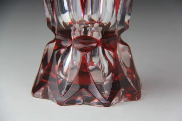 Vintage Saint Louis Ruby Cut Crystal Vase Cristal De France w/ Original Label 3