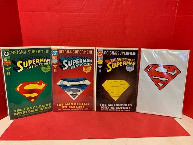 Lot Of 4 Superman Die Cut Covers #687 22 500-501 DC Comics 1993 Man Of Steel Adv
