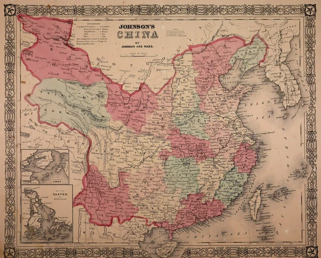 Authentic 1864 Johnson's Atlas Map ~ CHINA - COREA ~ FreeS&H