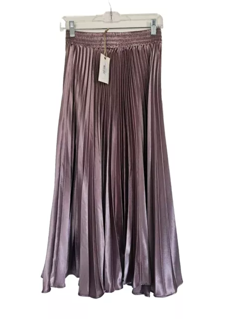 Easel Solid Pleated Satin Maxi Skirt NWT Size Small Mauve