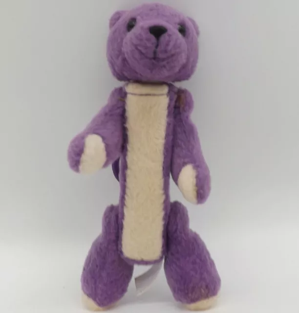 2000 Pez Dakin Fuzzy Friends Plush Gilbert Purple Jointed Bear Dispenser