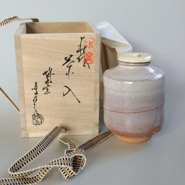Tea Caddy Hagi Chaire Pottery Container Canister Japan U-0489