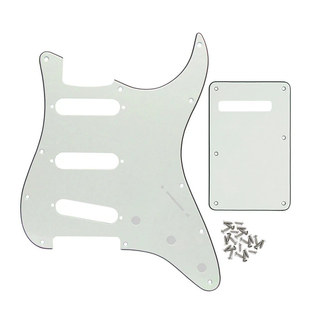 Ivory White 3Ply ST Style Guitar SSS Pickguard 11 Holes & Back Plate & Screws