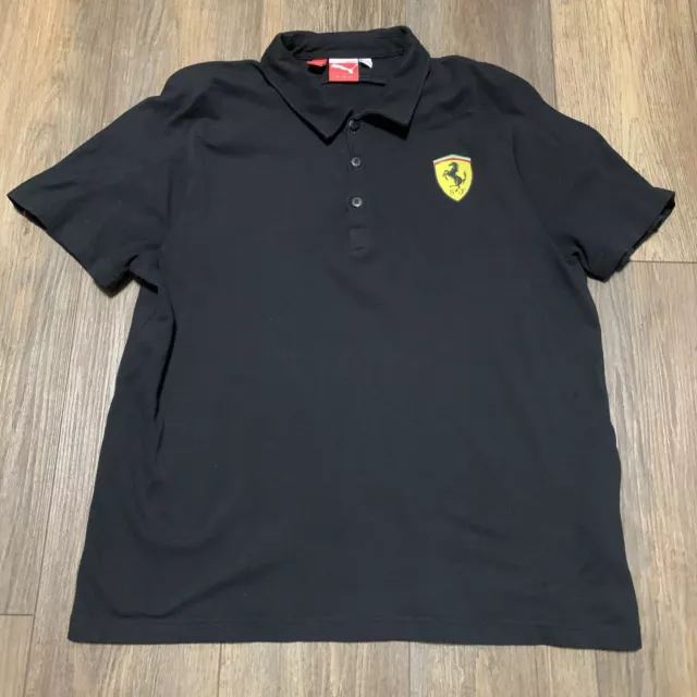 Puma Polo Shirt Mens Large Black Ferrari Scuderia Racing Italy Italia Flexible