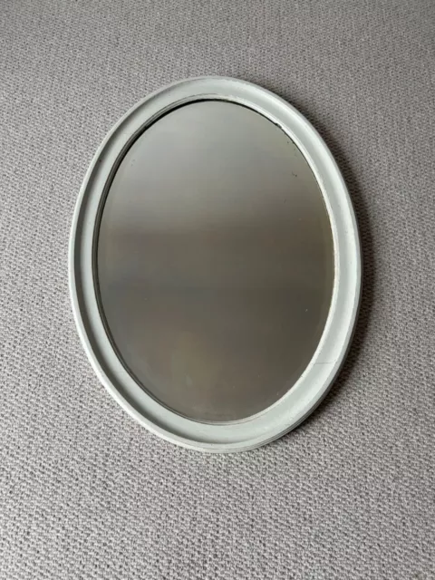 Vintage Oval Mirror, Hand painted to distressed 'Shabby Chic'  finish 72cmx52cm