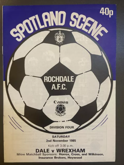 Rochdale v Wrexham(Division 4 85/6) 2/11/85