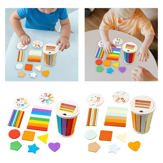 ENSEMBLE DE BLOCS de construction -en-ciel Puzzle Montessori pour ...