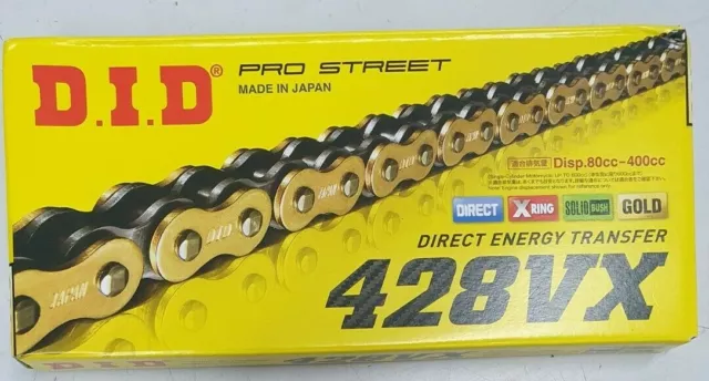 DID 428VX X Ring PRO STREET GOLD CHAIN 136 links CLIP LINK