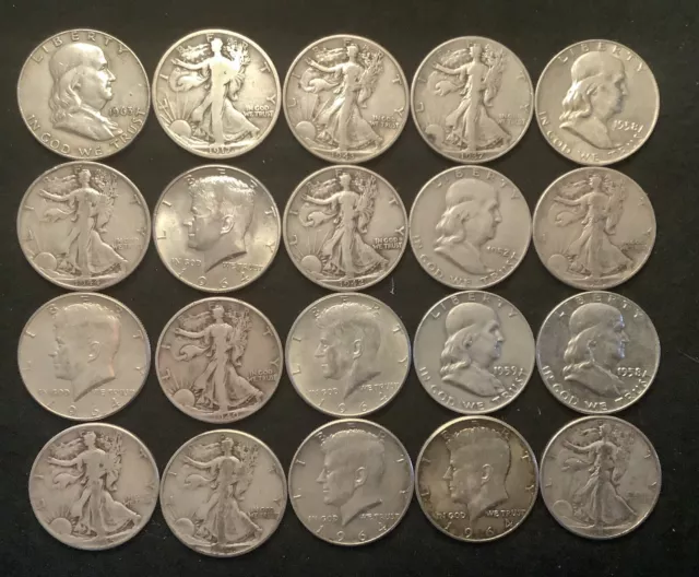 90% Silver Mixed Date Half Dollar Roll, #34