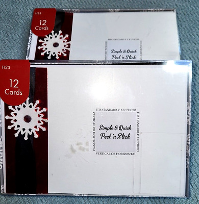 2 Boxed Holiday Christmas Photo Holder Cards & Envelopes 12 EACH  4x6"