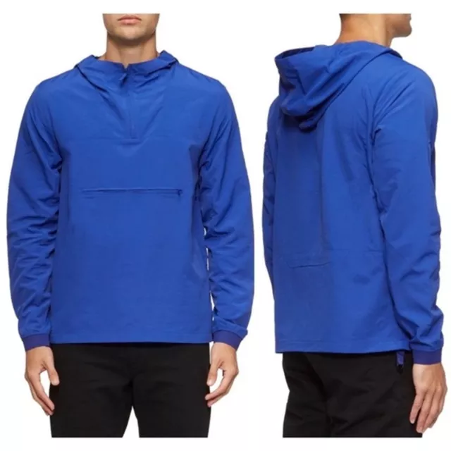 Tavik NWT Blue Lightweight Hooded Anorak Pullover Men’s Size M Front Zip Pocket