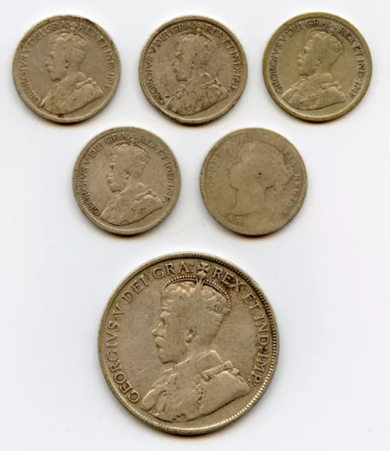 Lot of Canada 92.5 Silver $1 Face Value 50 cents and 10 Cents Victoria George V
