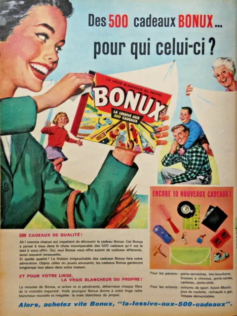 Publicité De Presse 1961 Bonux La Lessive Aux 500 Cadeaux 10 Nouveaux Cadeaux