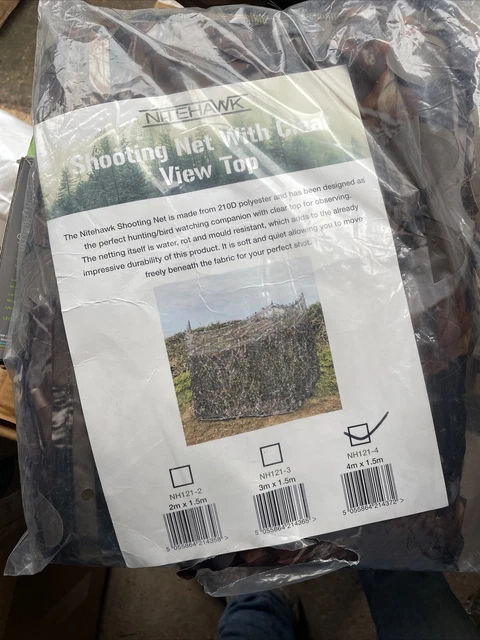 Nitehawk Woodland Camo Ghillie Net, Hunting Shooting Hide Netting, 4m x 1.5m (D1